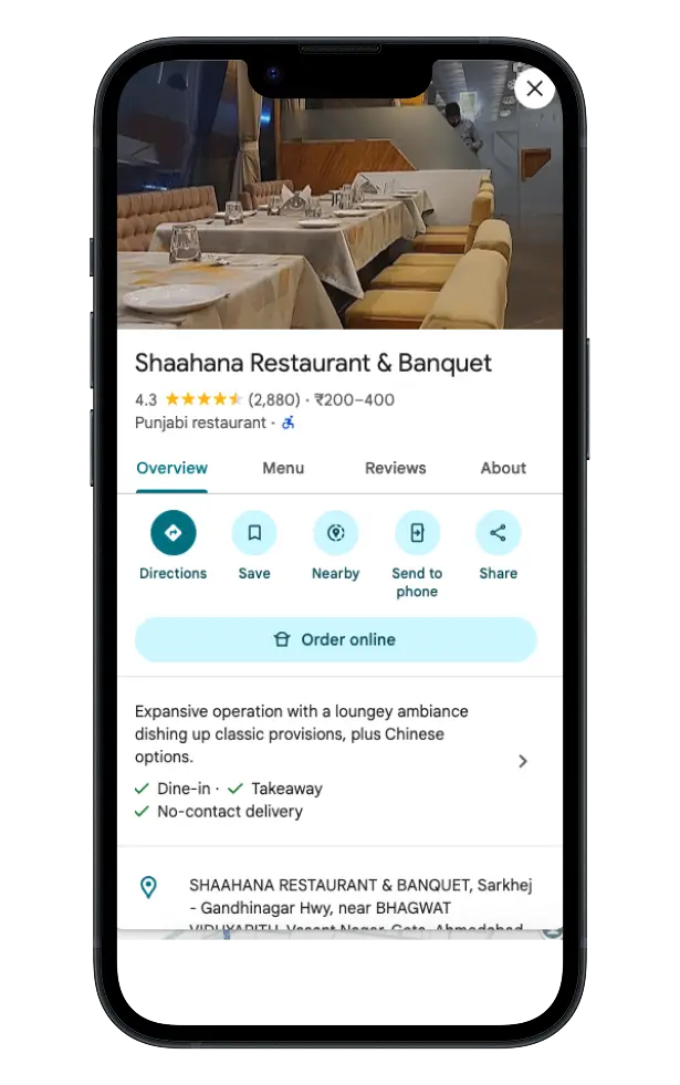 Google Food Ordering integration showing order button on Google Search results