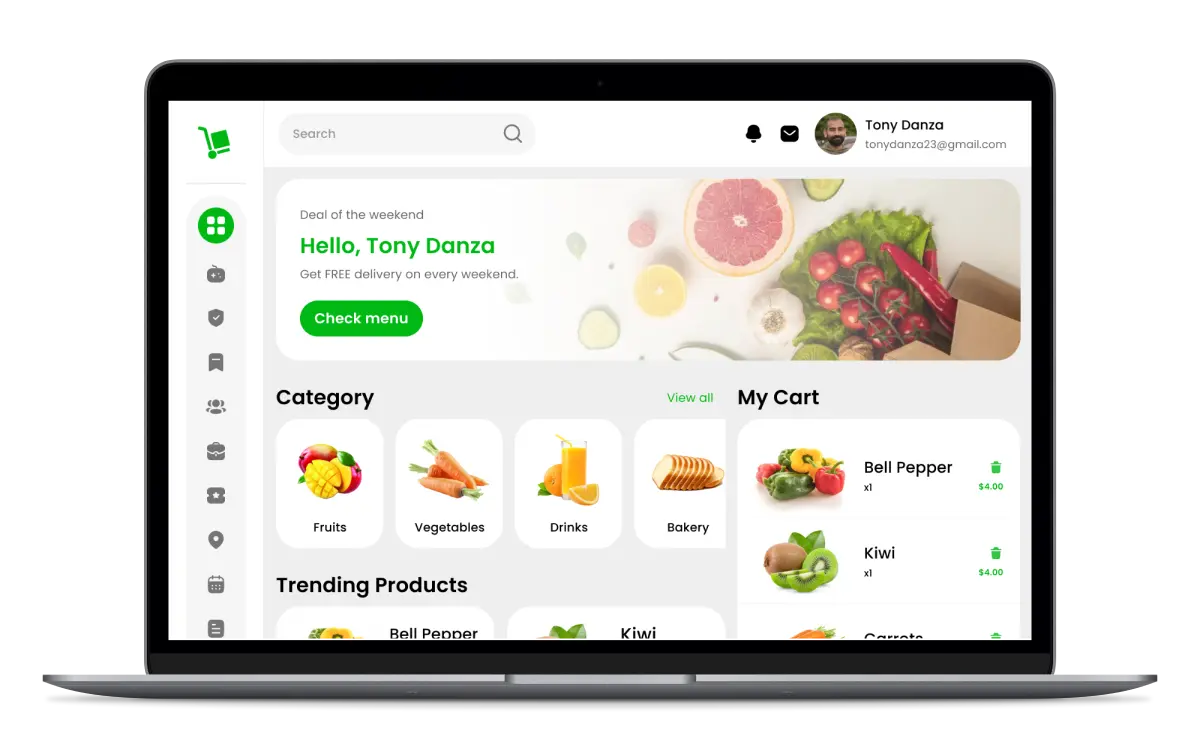 Grocery admin panel analytics