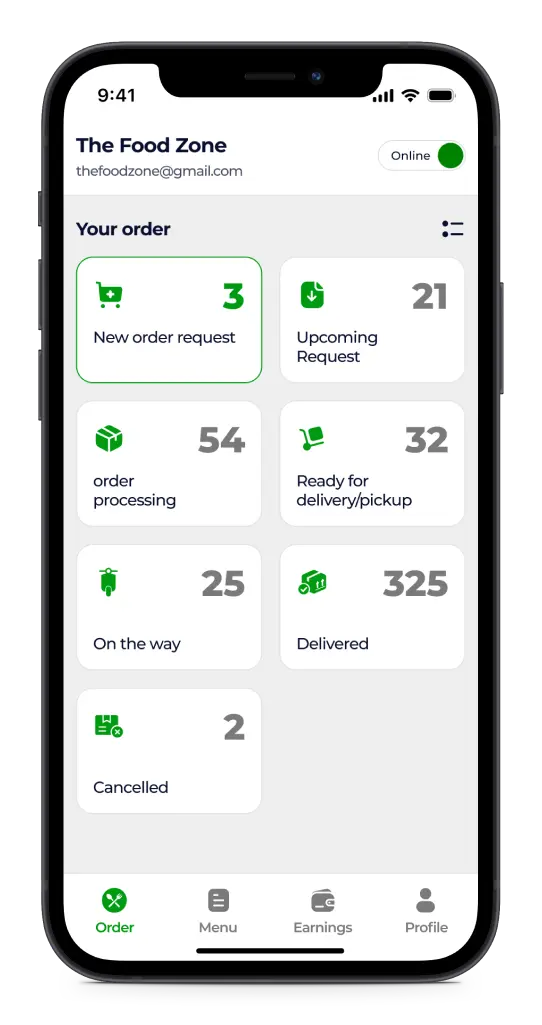Grocery merchant app screen 1