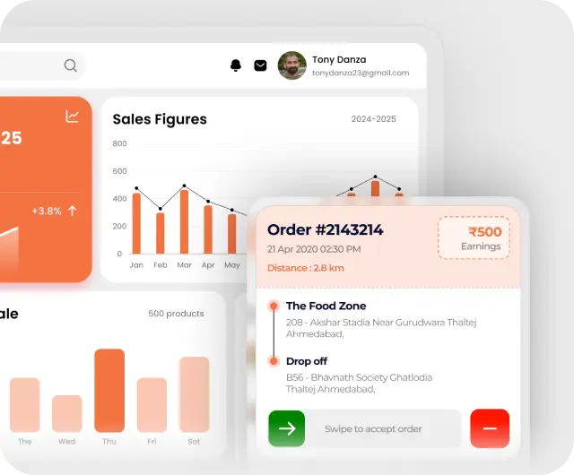 Multi-vendor restaurant management dashboard — vendor portal and admin panel