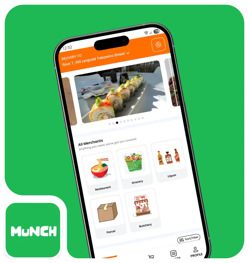 Munch Zimbabwe — on-demand delivery platform built with Deonde