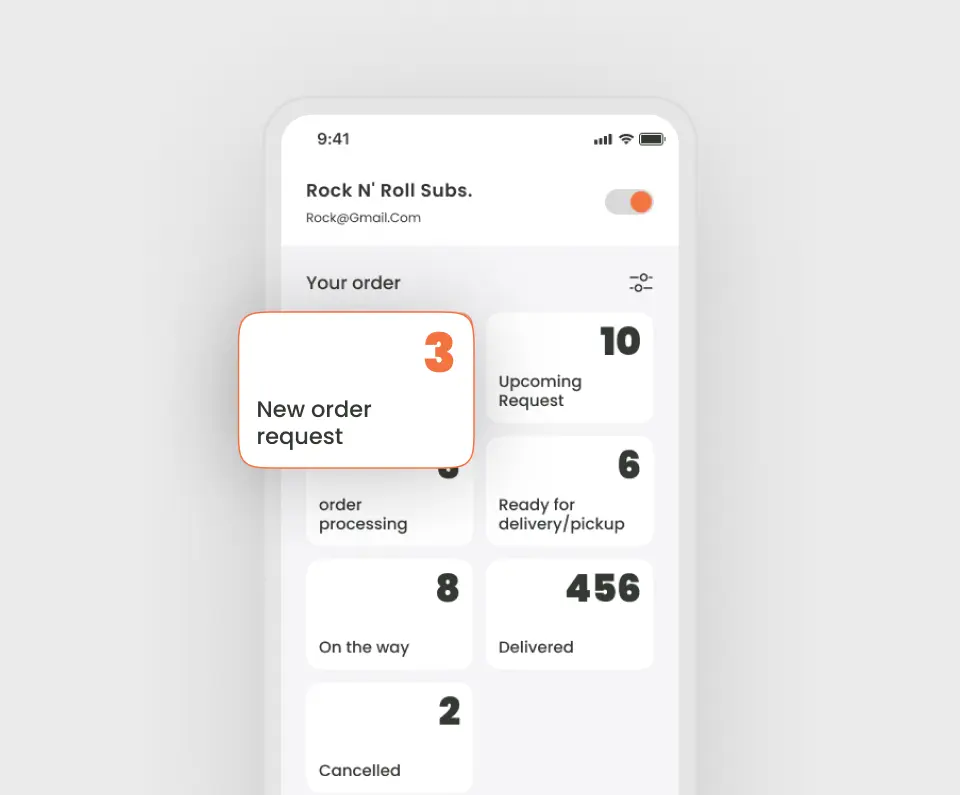 Restaurant partner app showing real-time order management on mobile by Deonde