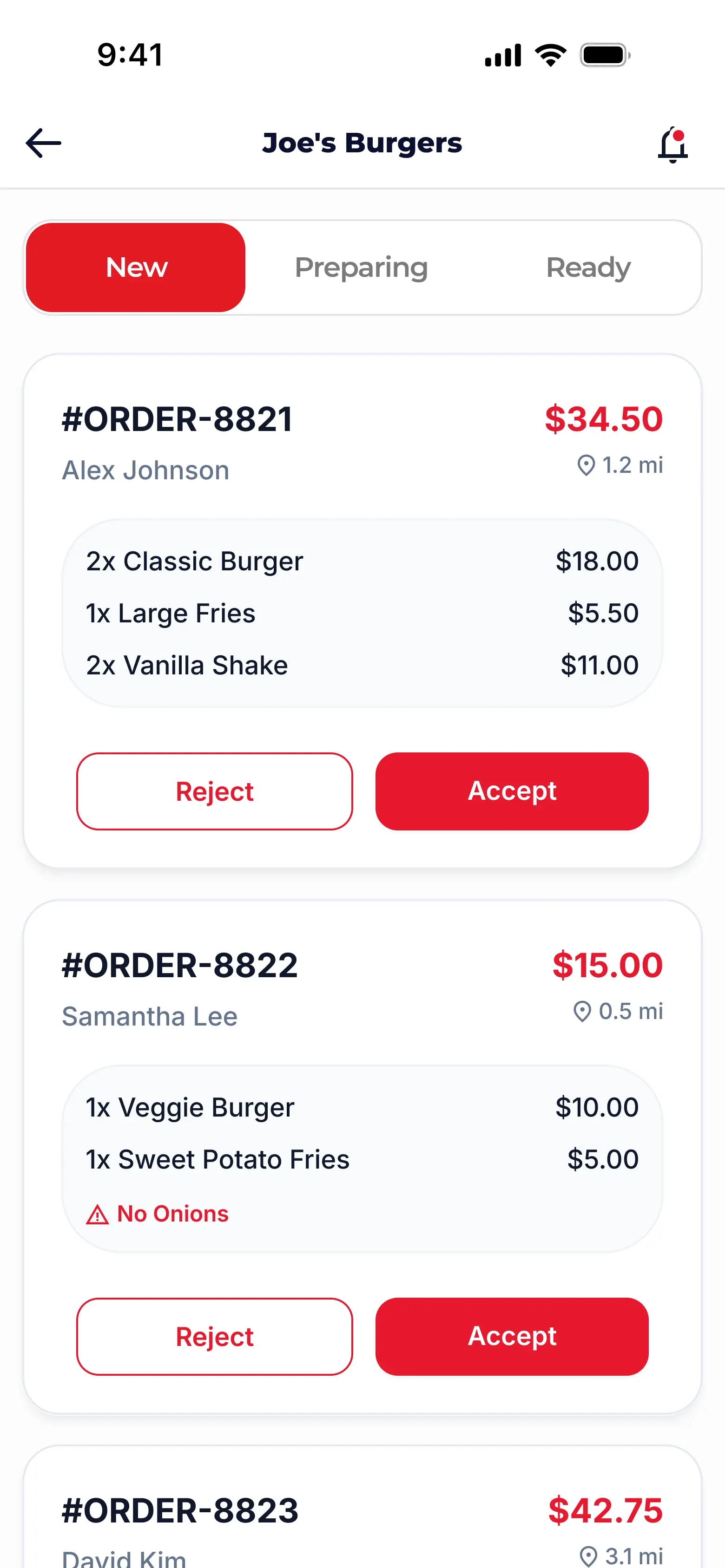 Deonde Partner App — merchant order management and menu control