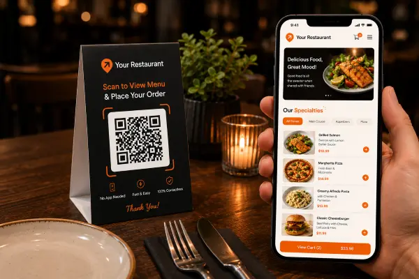 QR code ordering for contactless table service